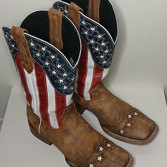 JB Dillon Patriotic American Flag Western Cowboy Boots Men’s 12D - Picture 2 of 13